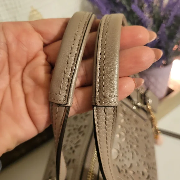 Coach Taylor Eyelet Leather Satchel Crossbody 27392 Putty - Picture 6 of 13